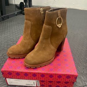 Tori Burch Tan Suede Bootie